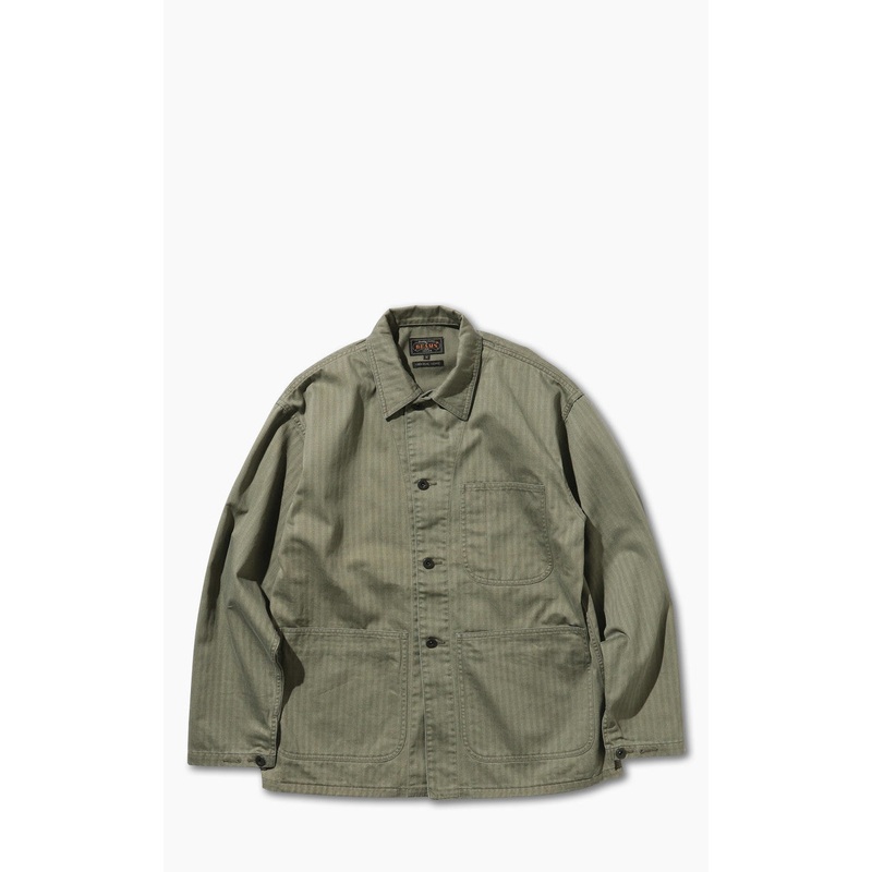 Beams Plus Supima Cotton Herringbone Military Chore Jacket Olive M