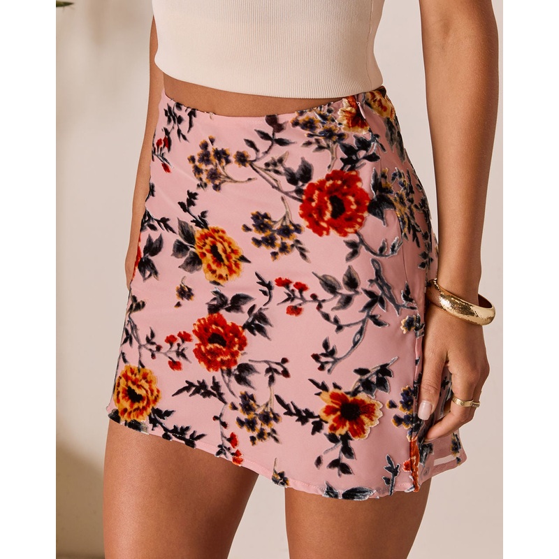 Forever Darling Floral Mini Skirt Mauve XS