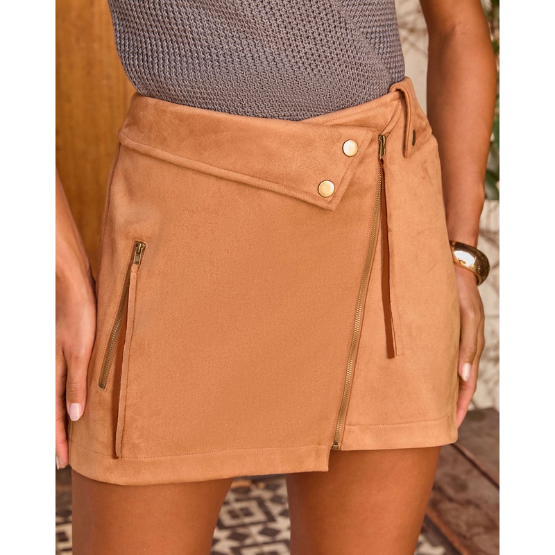 Larnie Faux Suede Mini Skirt Camel XS