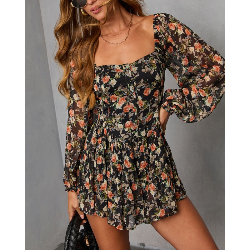 Lendie Fitted Waist Romper Black XS