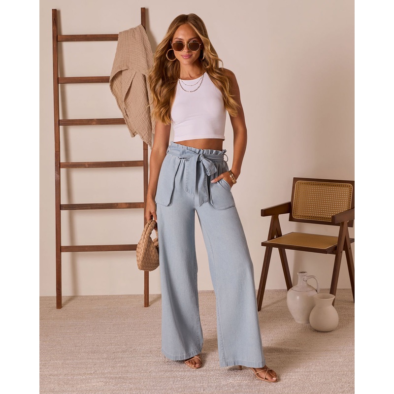 Soraye Waist Tie Jeans Light Blue XS