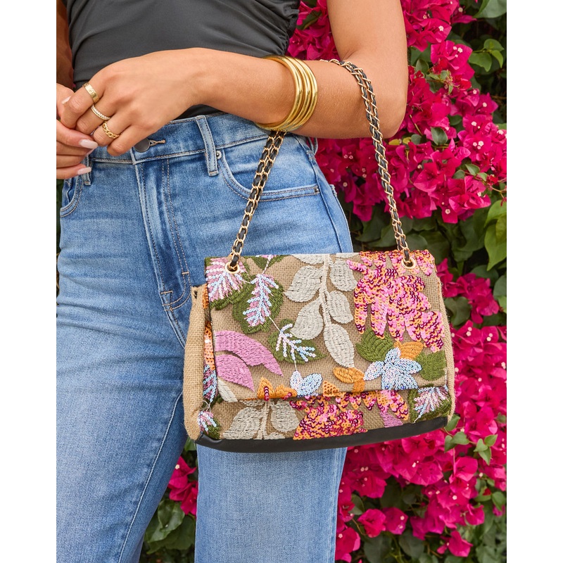 Elenia Embroidered Shoulder Bag Tangerine O/S