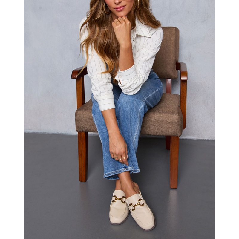 Honey Hide Loafer Mules Beige 6