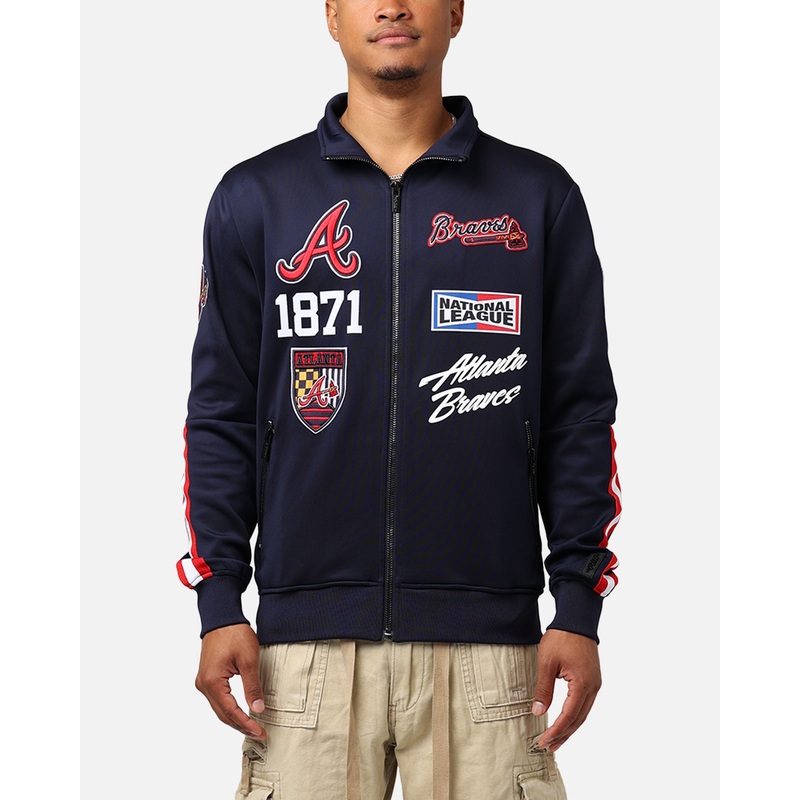Pro Standard Atlanta Braves Fast Lane Track Jacket Midnight/Red S
