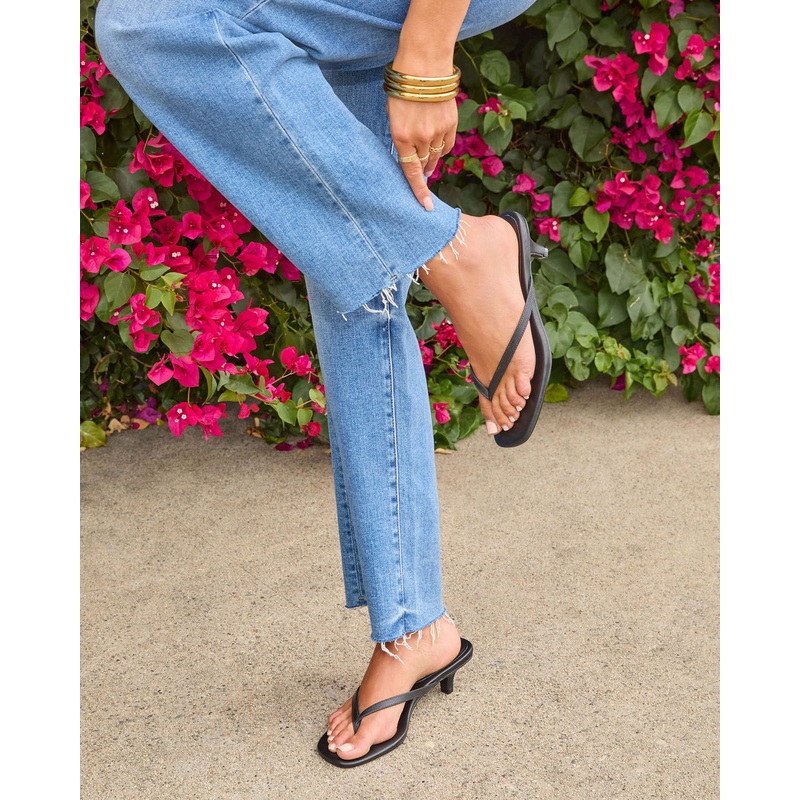 Sunset Tiptoe Kitten Heel Sandals Black 6