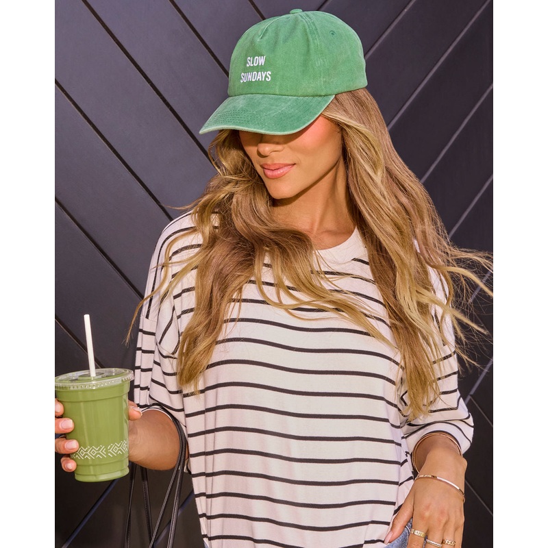 Slow Sundays Embroidered Baseball Cap Green O/S