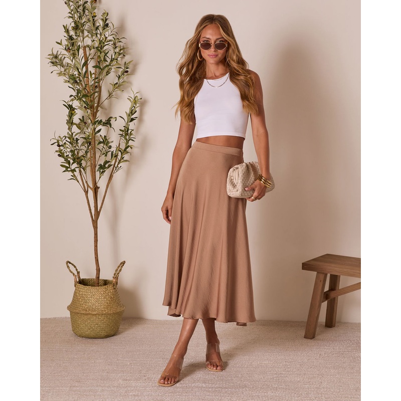 Taylie Midi Skirt Brown XS