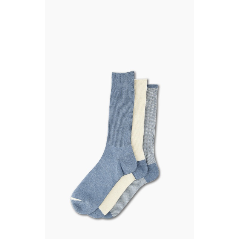 Anonymous Ism Socks American Rib 3-Pack Indigo