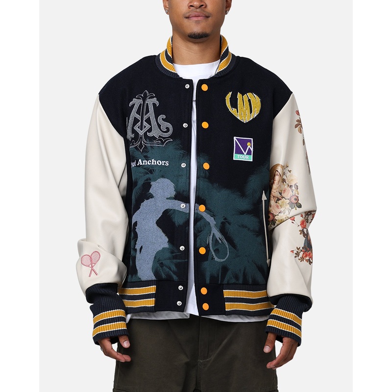 Lifted Anchors “Kournikova” Varsity Tennis Jacket Deep Navy S