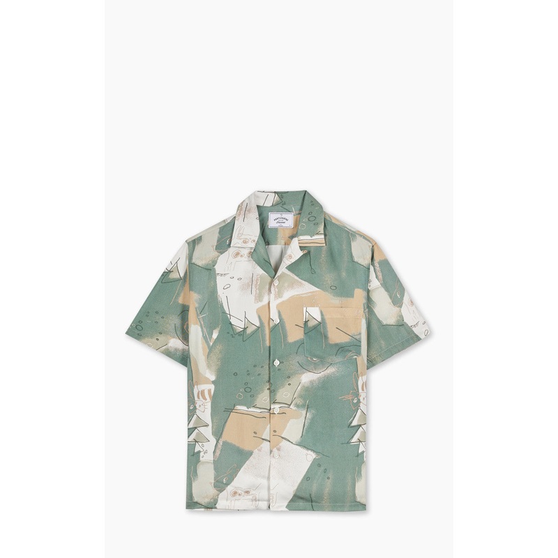 Portuguese Flannel Guache Camp Collar Shirt Green M