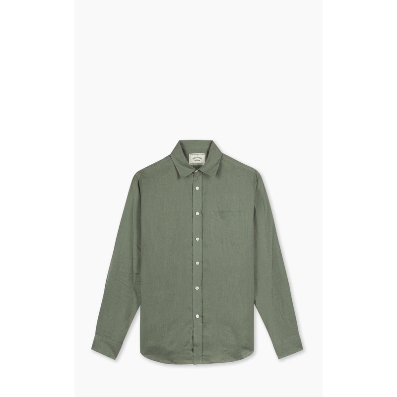 Portuguese Flannel Linen Shirt Dry Green M