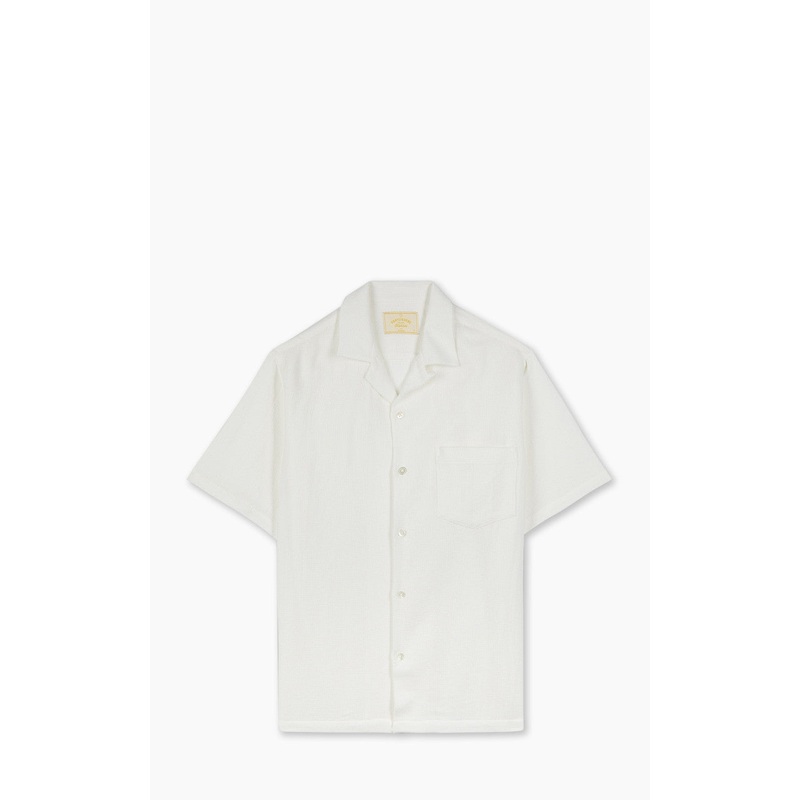 Portuguese Flannel Pique Camp Collar Shirt White S