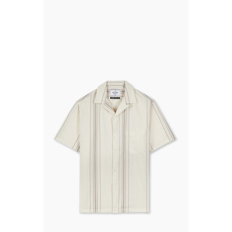 Portuguese Flannel Tapestry Camp Collar Shirt Natural L