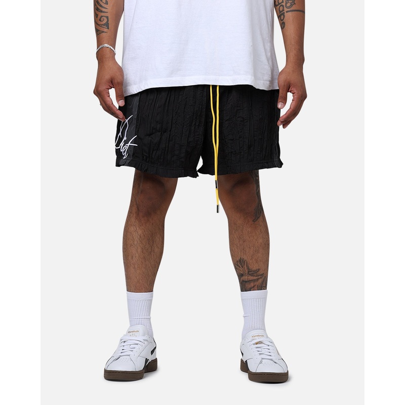 Diet Starts Monday Crinkled Nylon Shorts Black/Grey S