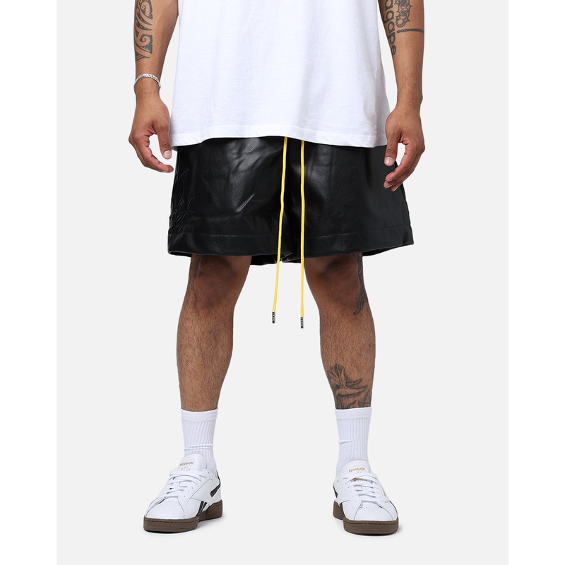 Diet Starts Monday Leather Script Shorts Black S