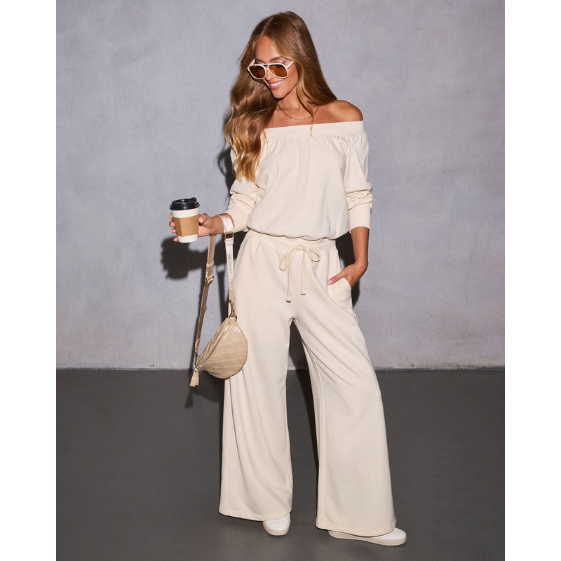 Dream A Little Off the Shoulder Jumpsuit Cream S