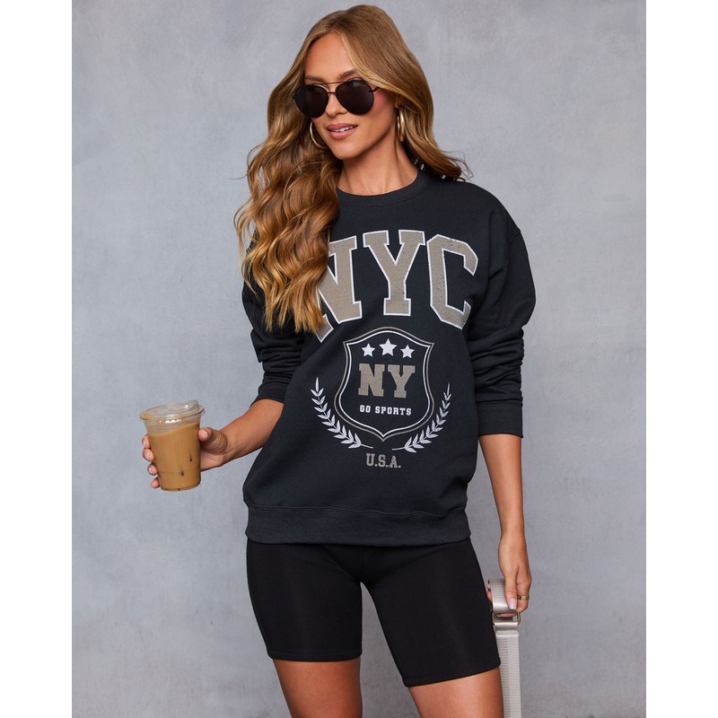 NYC Sports Graphic Sweatshirt Black XS