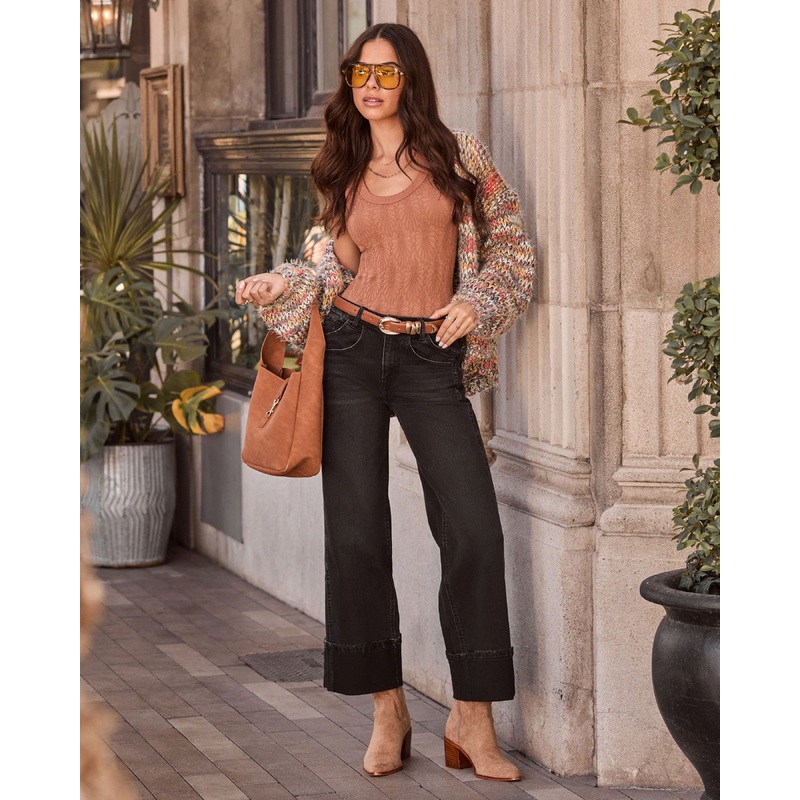 Stylist Stretch Wide Cuffed Jeans Black Wash 24