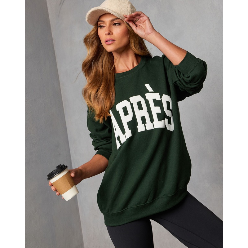 Apres Season Graphic Sweatshirt Forest Green XS