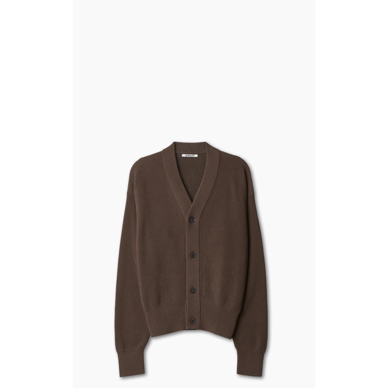 Auralee Super Hard Twist Rib Knit Cardigan Brown 3/S