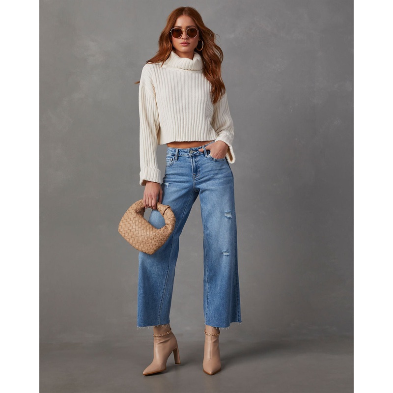 Caleb Super Stretch High Rise Wide Leg Jeans Blue 24