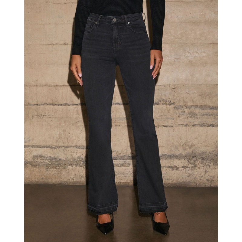 Krawford Super Stretch Released Hem Flare Jeans Black 24