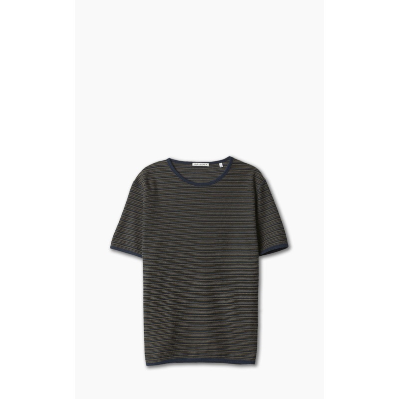 Our Legacy Tanker T-Shirt Navy/Brown Crepe Stripe 52/XL