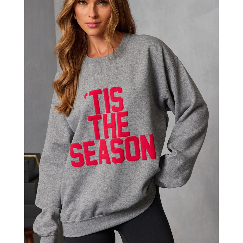 Tis The Season Graphic Sweatshirt Heather Grey XS