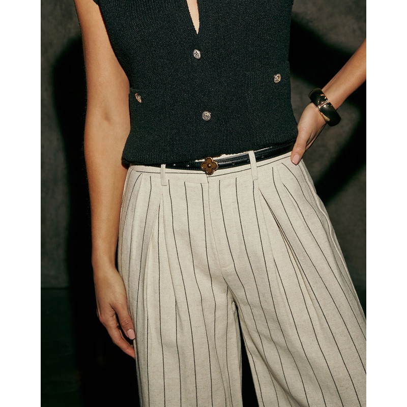 Lucky You Clover Buckle Skinny Belt Black O/S