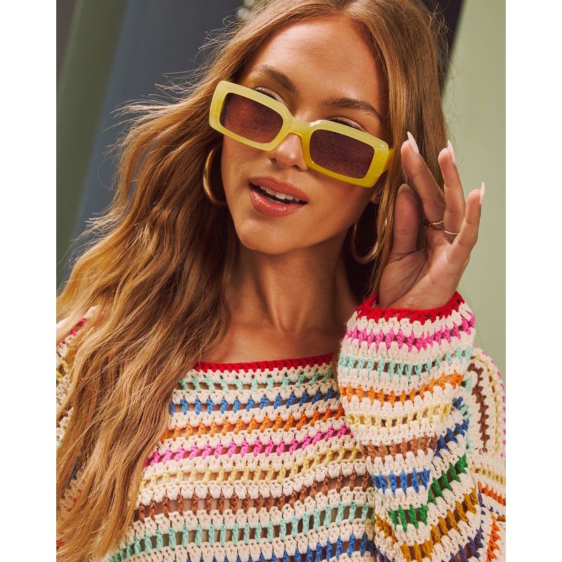 Viana Square Frame Sunglasses Yellow O/S