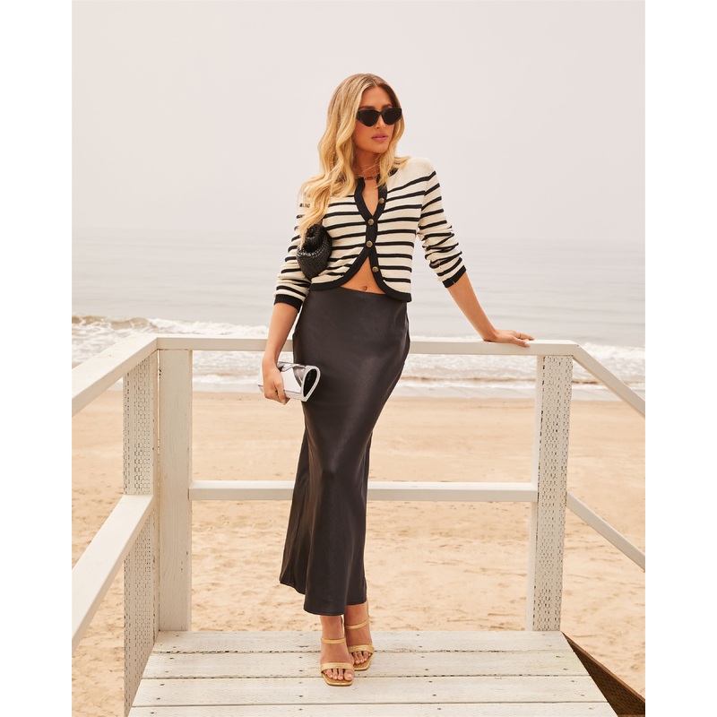 Virgo Satin Maxi Skirt Black XS