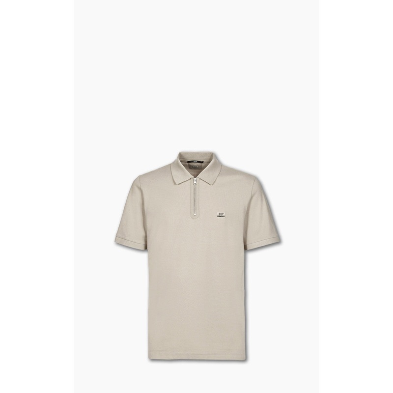 C.P. Company Stretch Piquet Slim Zipped Polo Shirt Cobblestone Brown S
