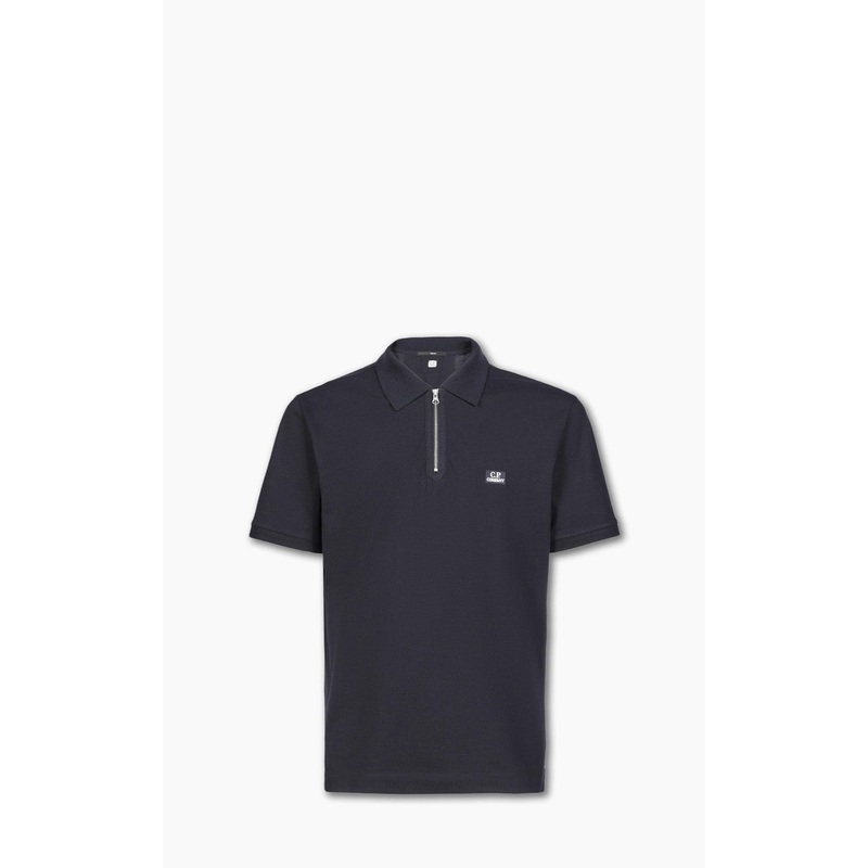 C.P. Company Stretch Piquet Slim Zipped Polo Shirt Total Eclipse M