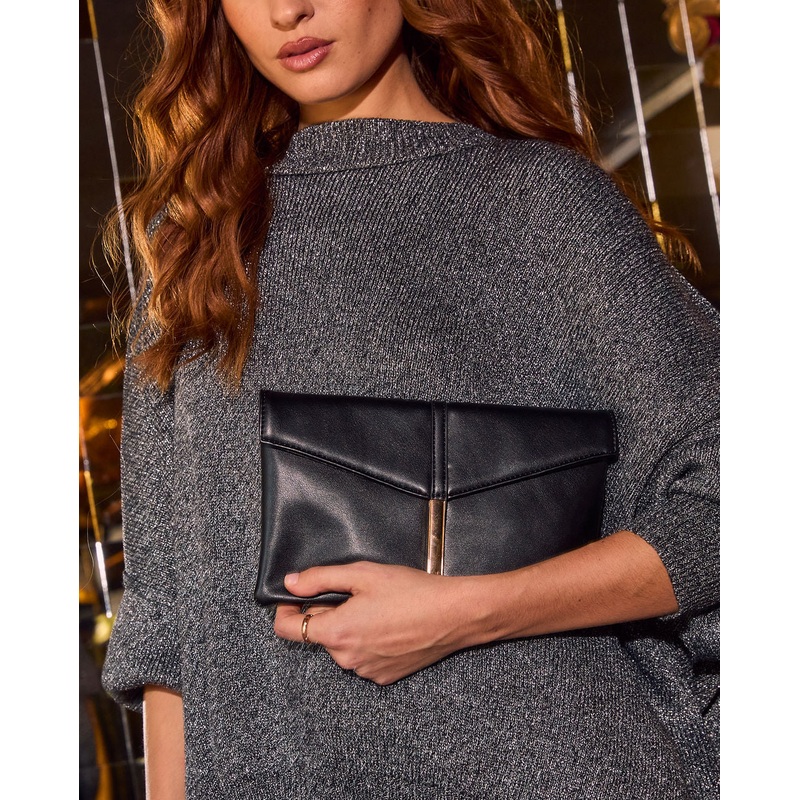 Cheswick Foldover Vegan Leather Clutch Black O/S