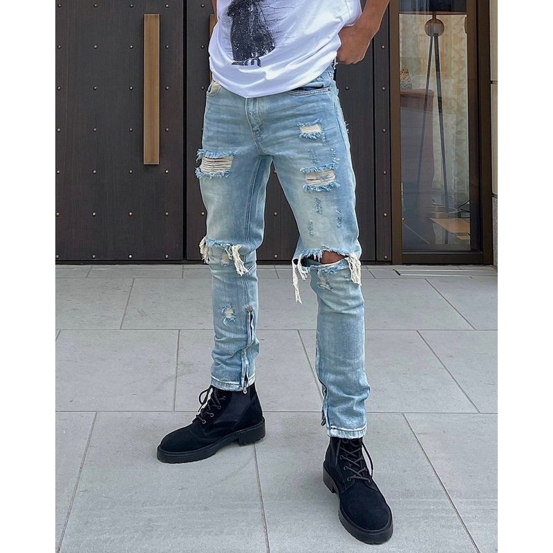 Saint Morta Destroyer Distressed Jeans Vintage Blue 28