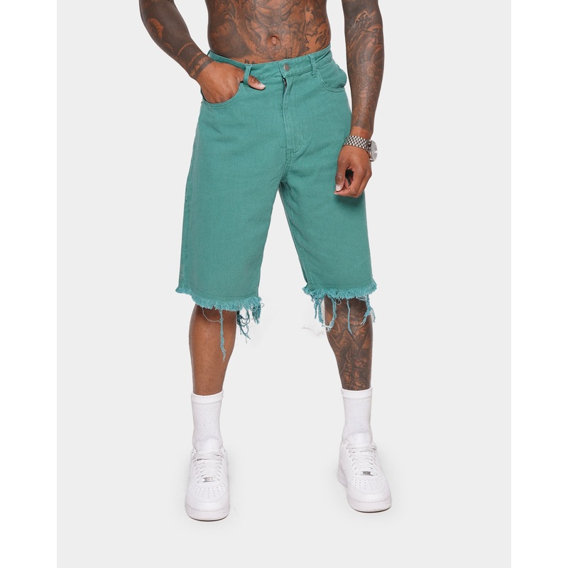 XXIII Frayed Wide Leg Shorts Hunter Green 30