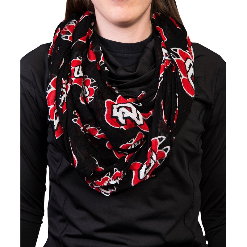 South Dakota Coyotes Black SD Paw Infinity Scarf