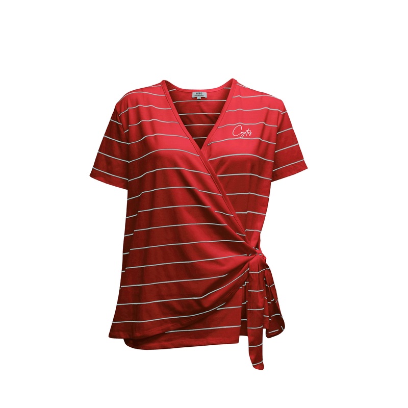 Women’s Red and White Stripe Coyotes Side-tie Tee XS