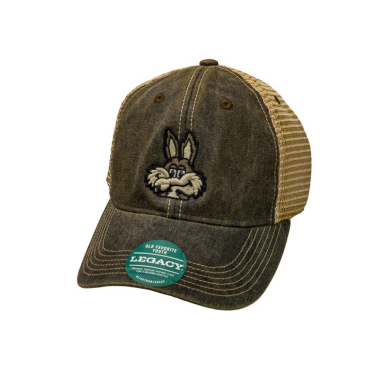 Youth Mesh Back Trucker Hat with Vintage Charlie Black