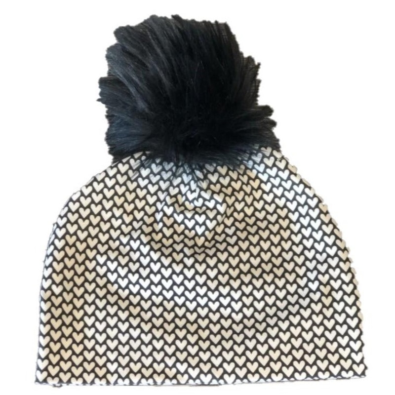 Youth Pom Hat with Hearts Newborn