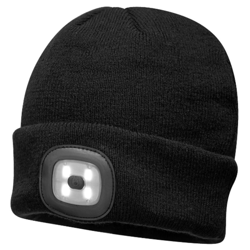 Portwest B028 Rechargeable Twin LED Beanie Hat Various Colours Black One Size