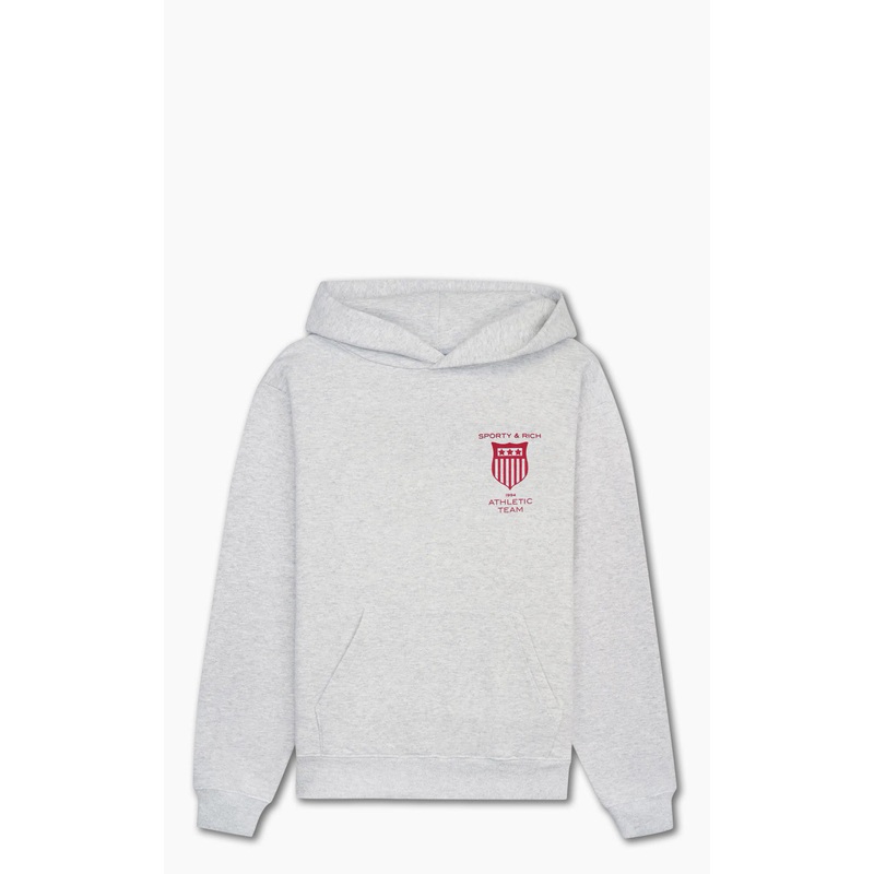 Sporty & Rich Athletic Team Hoodie Heather Gray XS