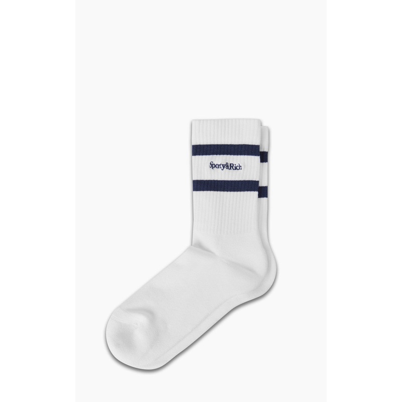 Sporty & Rich Serif Logo Socks White