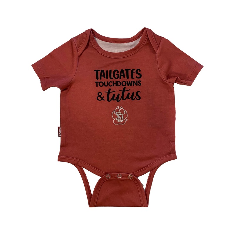 Authentic Brand Infant Short Sleeve Glitter Tailgate, Touchdowns, Tutus Onesie 0-3