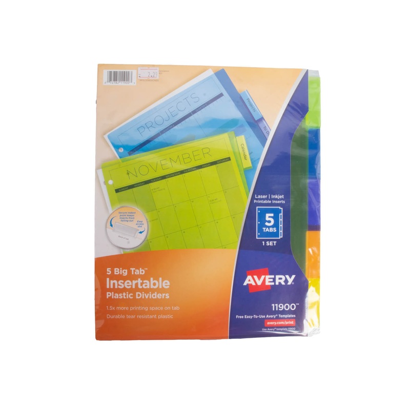Divider Big Tab Insertable 5-Tab 1/ea