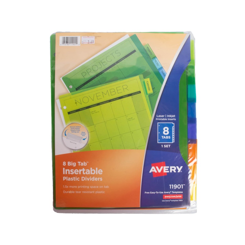 Divider Big Tab Insertable 8-Tab 1/ea