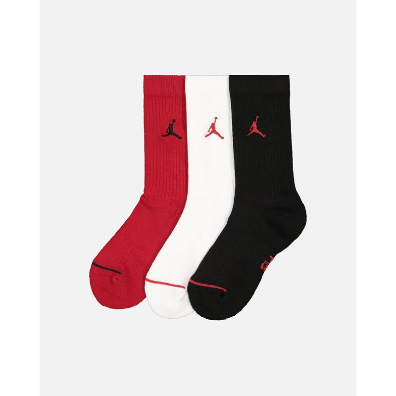Jordan Unisex Everyday Crew Socks 3 Pack Black/White/Gym Red S