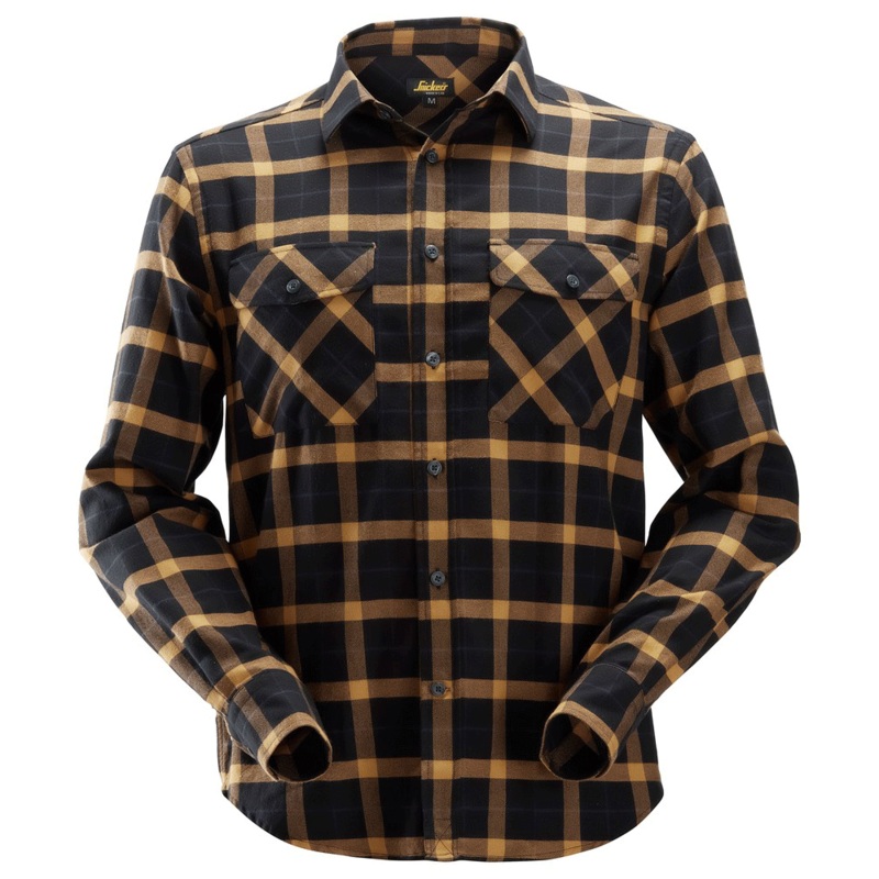 Snickers 8516 AllroundWork Flannel Checked Long Sleeve Shirt Various Colours Anthracite Melange / Light Grey Melange 2XL