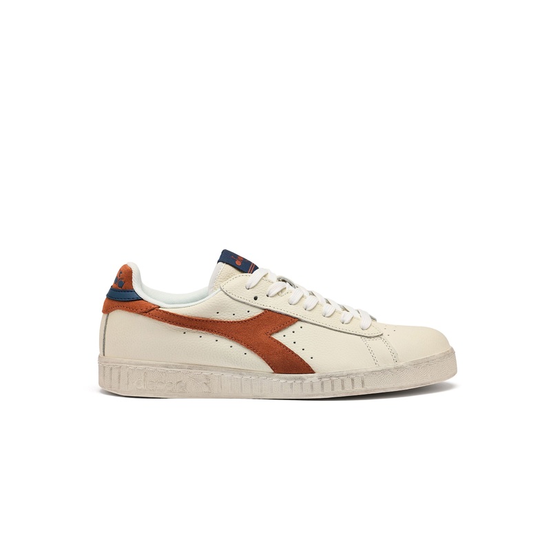 Diadora Game L Low Waxed Suede Pop Trainers White/Rust UK 7 White/Rust