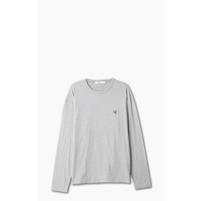 Maison Kitsun Fox Head Patch Regular Long-Sleeved T-Shirt Grey Melange S